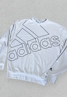 Adidas Cream Sweatshirt Spell Out Logo Pullover Mens XL