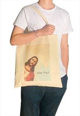 Funny Jesus 'I Saw That' Meme Tote Bag Christian Religion