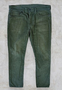 Levi's 511 Corduroy Jeans Trousers Green Slim Straight W34 