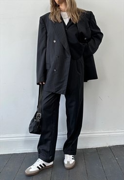 Pierre Cardin Suit Vintage Mens Pinstripe Wool Oversized 