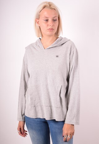DKNY WOMENS VINTAGE HOODIE JUMPER LARGE GREY 90S