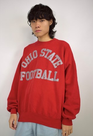 VINTAGE 90S RED 'OHIO STATE' FOOTBALL SWEATSHIRT
