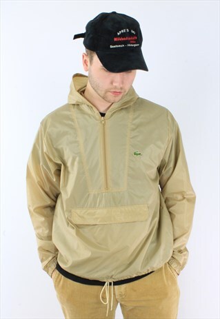 LACOSTE HALF-ZIP SPELLOUT RAIN ANORAK JACKET