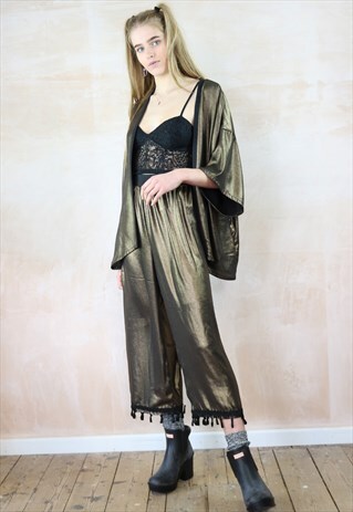 BRONZE SHIMMER TASSEL KIMONO CO-ORDINATE