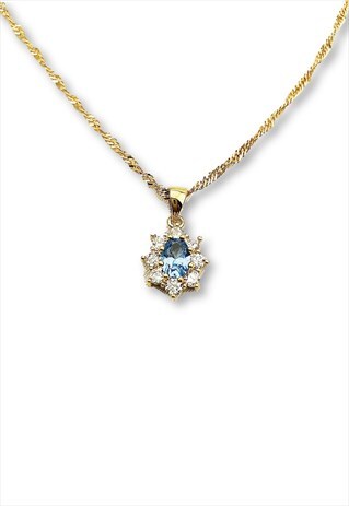 FLOWER BLUE STONE NECKLACE