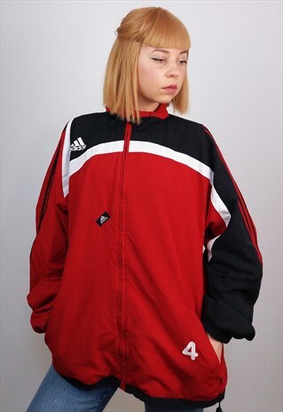 VINTAGE 90'S ADIDAS UNISEX TRACK JACKET IN RED