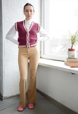 Vintage Beige Flare Trousers