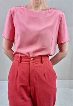 Vintage 90's Warm Pink Back Button T-shirt Top