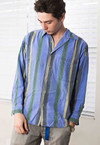 VINTAGE REGATTA STRIPED SHIRT LOGO 90S S 8.9