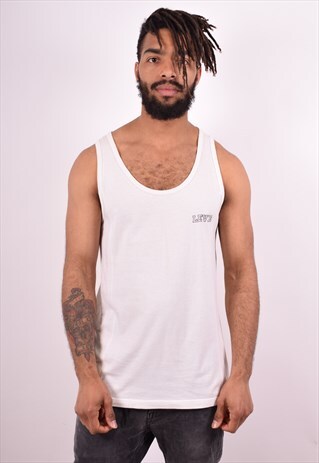 LEVI'S MENS VINTAGE VEST TOP LARGE WHITE 90S