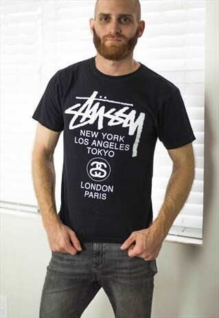 VINTAGE STUSSY T-SHIRT LOGO 90S X 5.9