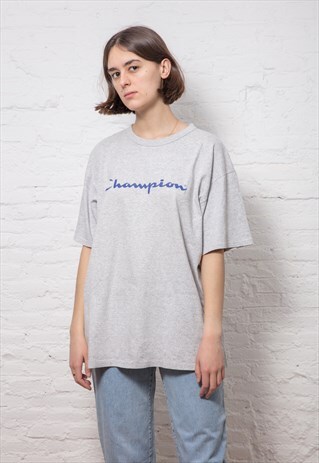 VINTAGE GREY CHAMPION LOGO T-SHIRT