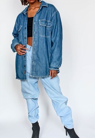 VINTAGE 90S LEVI'S DENIM PLAID JACKET