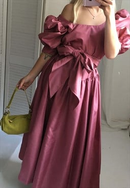 Vintage 60s Mulberry Maroon Prom Dress / Evening Gown 
