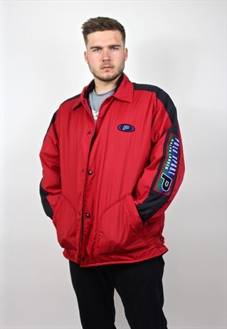 90'S RED RETRO SPELL-OUT POLO SPORT JACKET