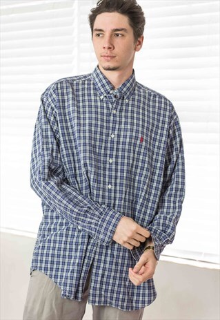 VINTAGE POLO RALPH LAUREN SHIRT LOGO 90S XL 10.7