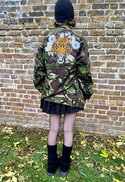 Vintage Camouflage Floral Tiger Army Shirt UK 12-14