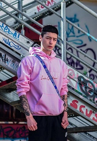BORN RISKY APPAREL PINK EMBROIDERED HOODIE