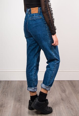 VINTAGE 90'S HIGH WAIST DARK BLUE MOM JEANS