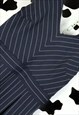VINTAGE 00S BLUE MONOCHROME STRIPE STRIPED V JUMPSUIT ROMPER