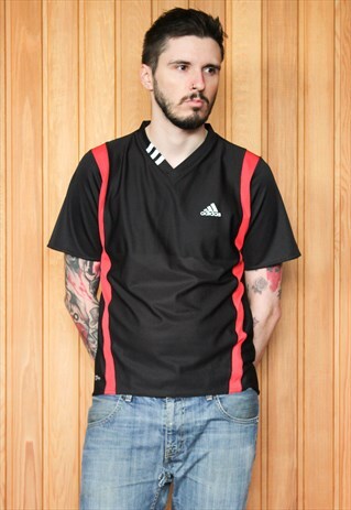 VINTAGE 1990S BLACK ADIDAS FOOTBALL SHIRT