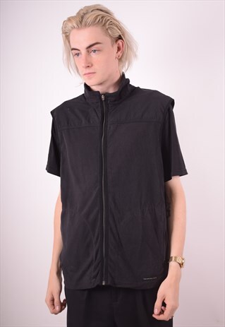 NIKE MENS VINTAGE FLEECE GILET LARGE BLACK 90S