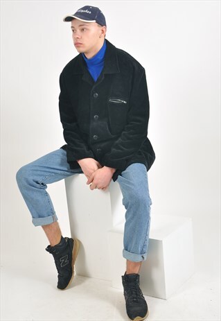 VINTAGE CORDUROY COAT IN BLACK