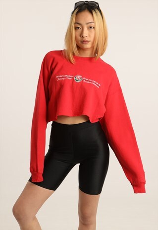 VINTAGE CHAMPION EMBROIDERED CROPPED SWEATSHIRT