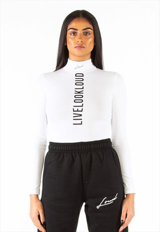 LOUD WOMENS WHITE LONG SLEEVE BODYSUIT