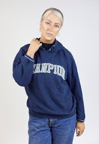 VINTAGE CHAMPION NAVY HOODIE