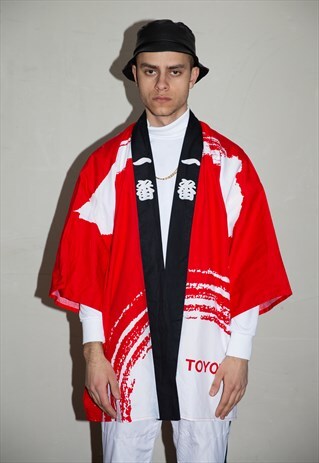 VINTAGE 90S OVERSIZED TOYOTA KIMONO JACKET . UNISEX