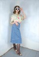 VINTAGE Y2K LIGHT FLOWER BOHO HOLIDAY BAGGY BLOUSE SHIRT 