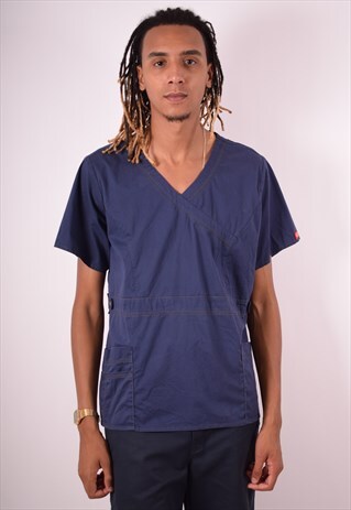 DICKIES MENS VINTAGE TOP LARGE NAVY BLUE 90S