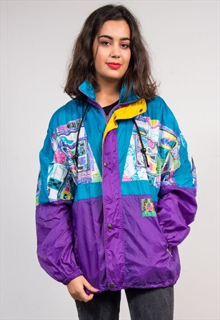 90'S BRIGHT CRAZY PATTERN FRESH CAGOULE JACKET