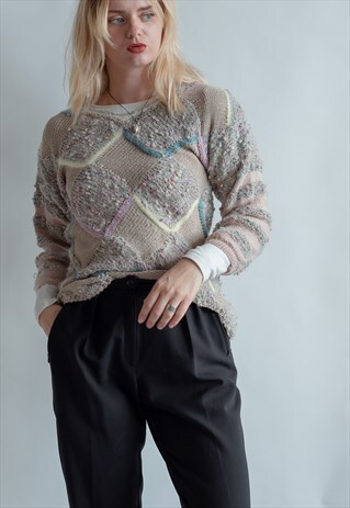 VINTAGE 80S CHIC JUMPER IN PASTEL TEXTURE