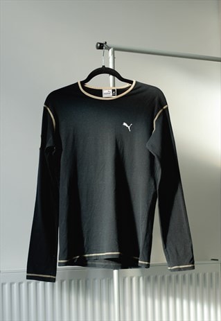 VINTAGE PUMA BLACK & BEIGE LONG SLEEVE T-SHIRT