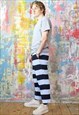 BLUE N PALE BLUE STRIPED TEXTURED PIQUE JOGGERS