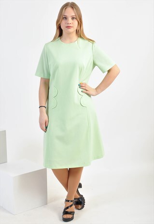 VINTAGE 80S LIGHT GREEN DRESS