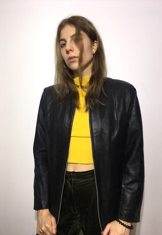 VINTAGE 90' OLDSCHOOL UNIQUE LEATHER BLACK JACKET