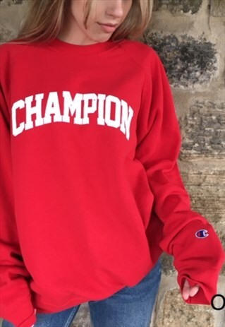 VINTAGE SPELL OUT SWEATSHIRT CHAMPION LARGE RED OVERSIZED