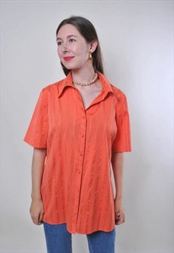 Vintage striped orange blouse with short sleeve 