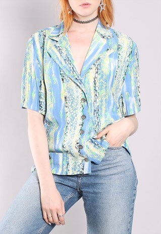 VINTAGE 90S ABSTRACT TEXTURED BLOUSE TOP