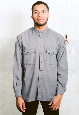 VINTAGE COLLARLESS FLANNEL SHIRT