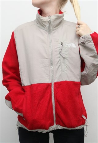 THE NORTH FACE - RED DENALI EMBROIDERED FLEECE JACKET - LARG