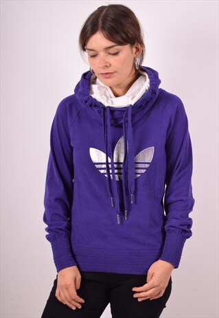 ADIDAS WOMENS VINTAGE SWEATSHIRT JUMPER SMALL PURPLE 90S