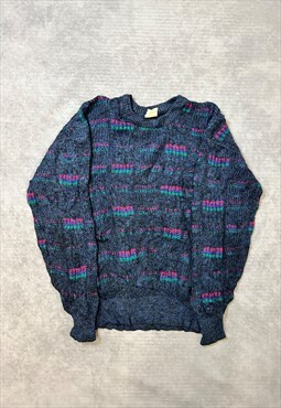 Vintage Abstract Knitted Jumper Funky Patterned Sweater