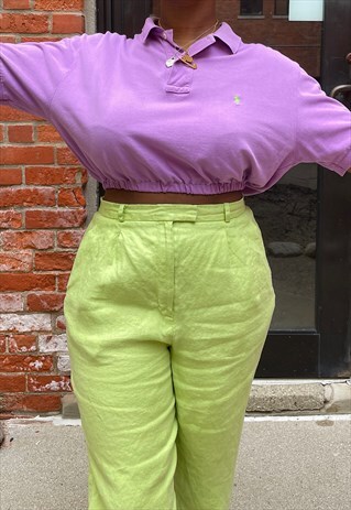 VINTAGE 90S RE-WORKED LAVENDER RALPH LAUREN CROP POLO