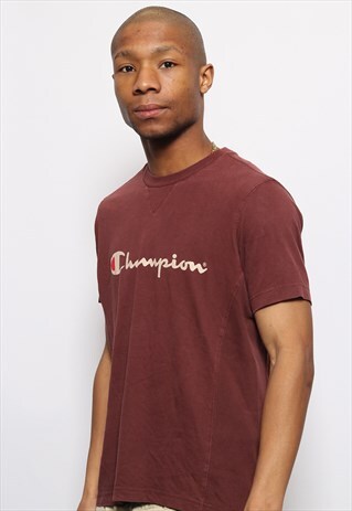 VINTAGE CHAMPION LOGO T-SHIRT MAROON