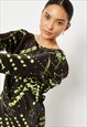 SKINNYDIP LONDON META PRINT COWL BACK MINI DRESS IN BLACK