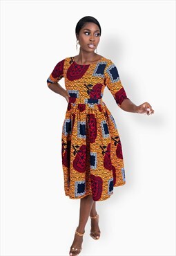 African Print Drima Midi Dress